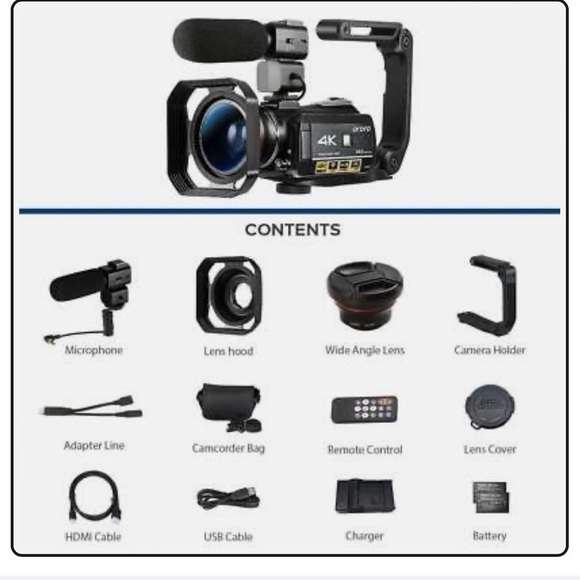 ORDRO AC3 Camcorder Ultra HD 4k Camcorder Microphone 1080P 60fps Digital Zoom - Picture 4 of 14